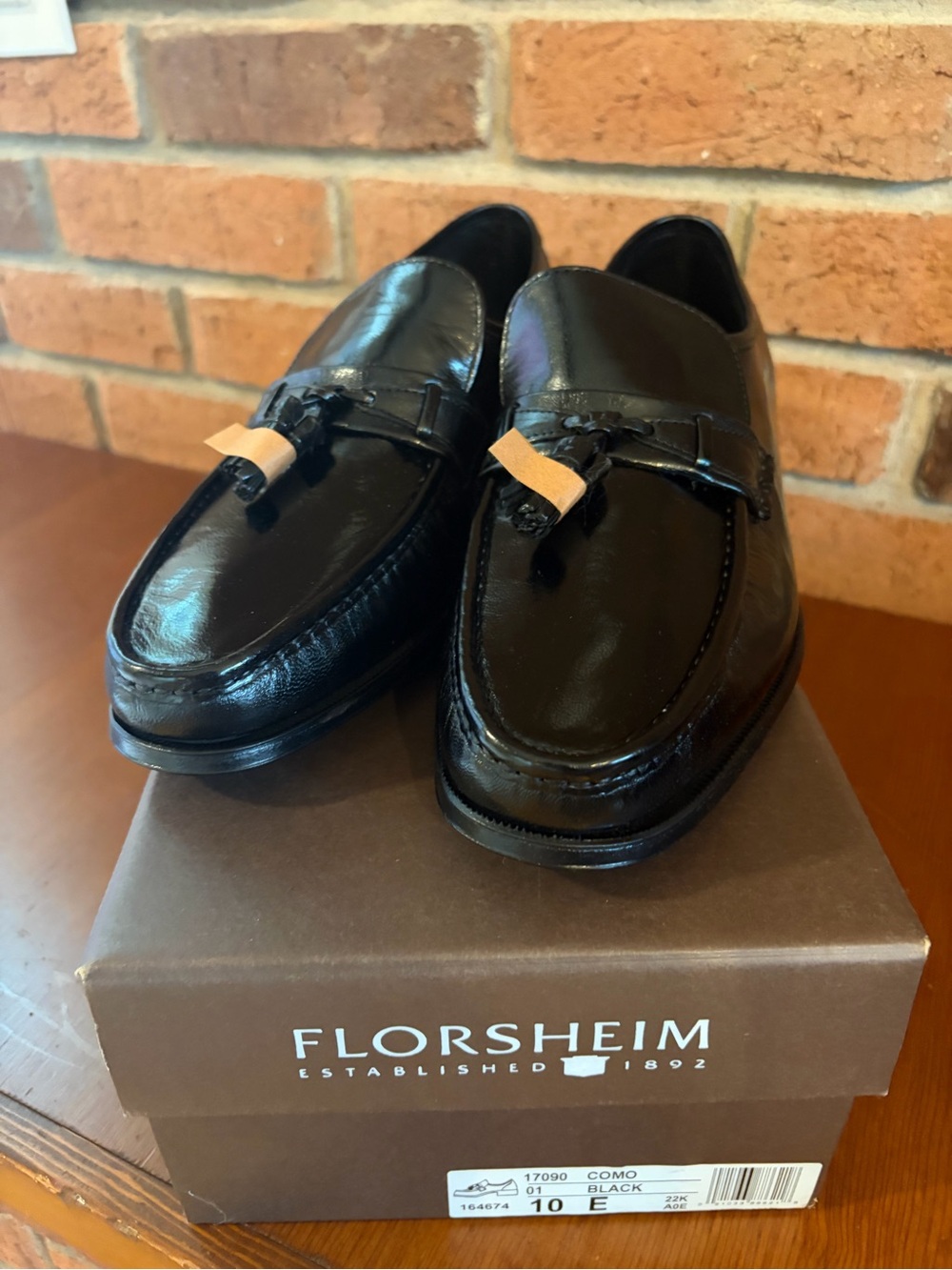 Florsheim Black Patent Leather Tassel Slip-On Loafers